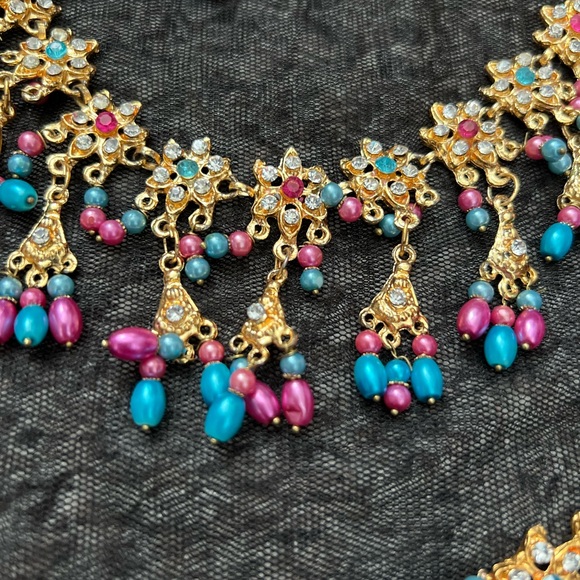 Indian Pakistani jhumka tikka earrings necklace set - Picture 15 of 16